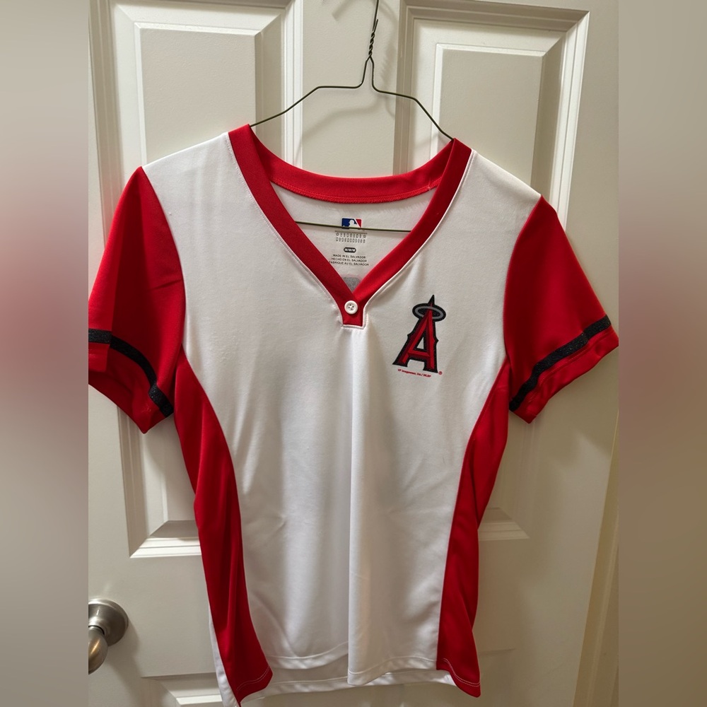 MLB Los Angeles Angels Red & White Women's Jersey Top